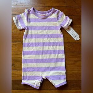 NWT 12m Cat and Jack baby girl purple and cream striped romper